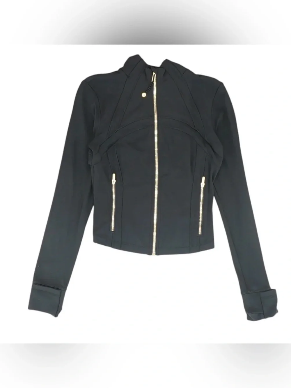 lululemon athletica Black Moto-Style Zip Jacket with Gold Accents